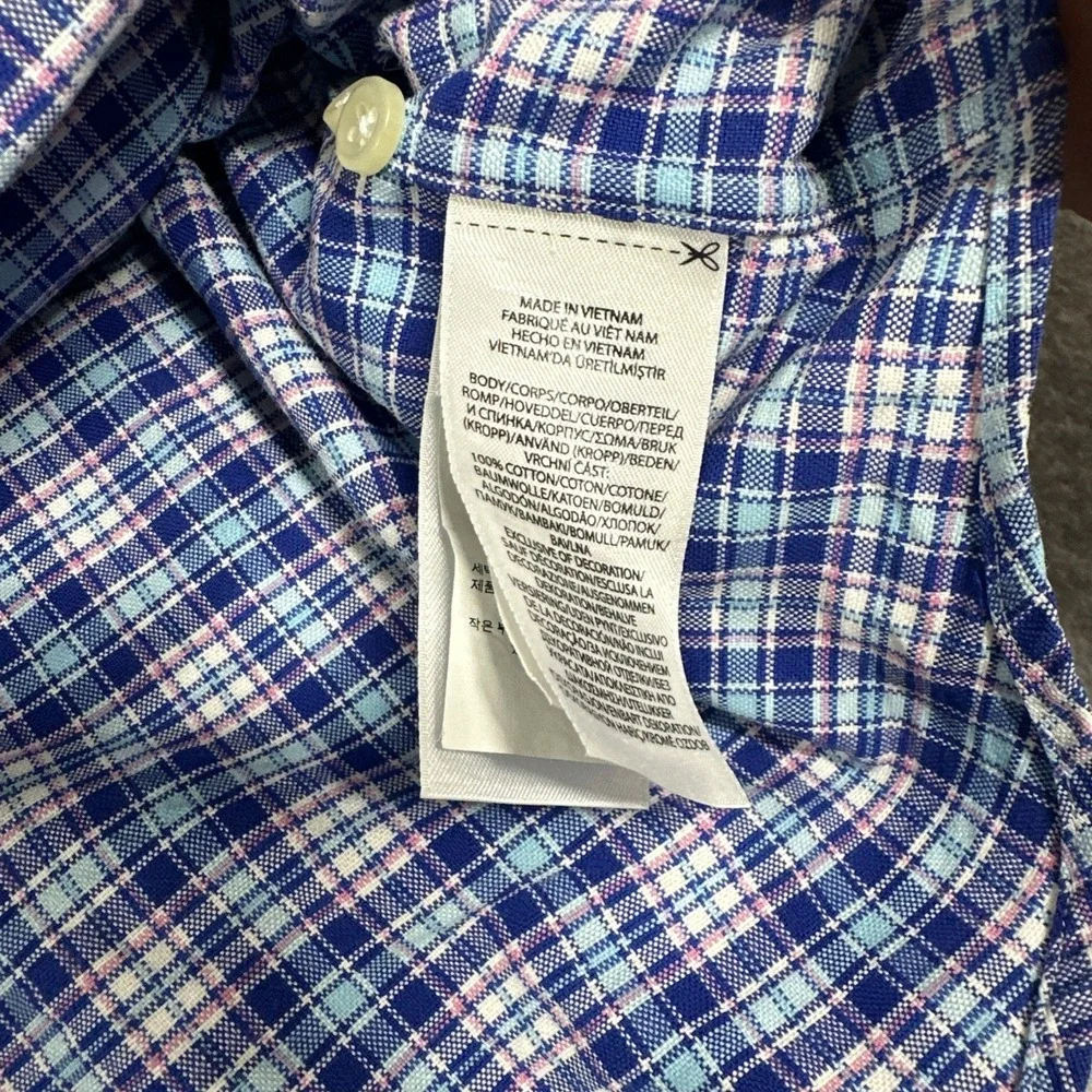 Ralph Lauren Men's 2XB Blue‎ Plaid Short Sleeve Button Down Pocket Shirt Casual